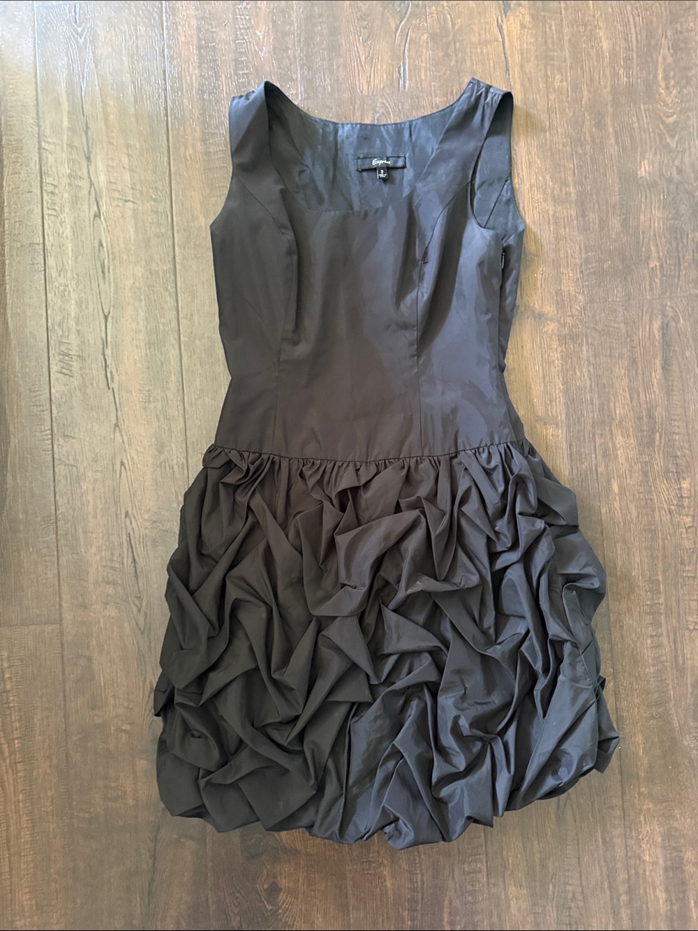 Express Black Sleeveless Mini Dress with Ruffled Bubble Skirt